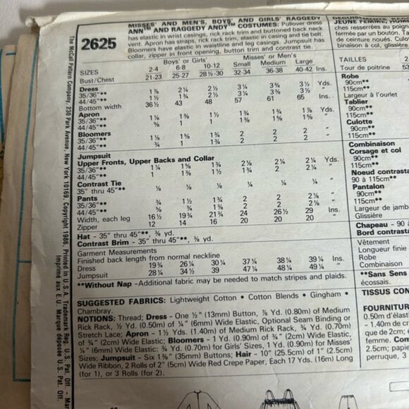 McCall 2625 Raggedy Ann and Andy family costume with kid costumes see kit 🥰 - Picture 4 of 6